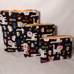 Cat Meow Reusable Snack Bag: Eco Friendly Cotton Sandwich Bag