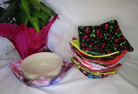 Microwavable Bowl Cozies Soup Bowl Cozies Pot Holder Fabric Bowl Cozy  Reversible Bowl Cozies Pot Holder 