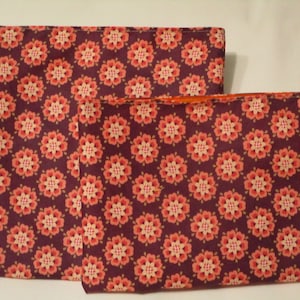 Burgundy Floral Reusable Snack Bag: Eco Friendly Cotton Sandwich Bag