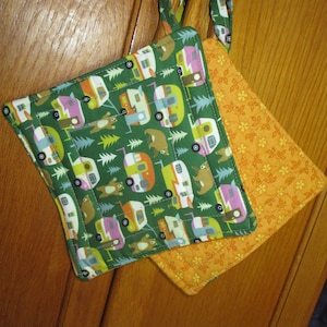 Pot holder/Hot Pad/Trivet, insulated pot holder, Quilted Pot Holders Set of 2 - camper RV design  pot holders