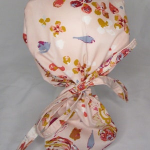 Women ponytail scrub cap, Floral scrub cap, Surgical cap women, Surgical cap with ponytail, Dentist surgery cap, Flora Rosewood scrub caps