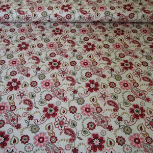 Floral  cotton fabric Flowers  Feathers  cotton fabric  60 inch width cotton fabric by the yard