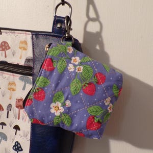 mini coin purse Keychain Ear Bud Pouch Fabric Air Pod Case  Strawberry Mini Wallet pouch
