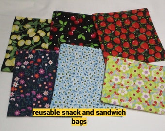 Reusable Snack Bag, Reusable Sandwich Bag, Eco Friendly Bag, Washable Treat Bag, sandwich bag, zero waste bag