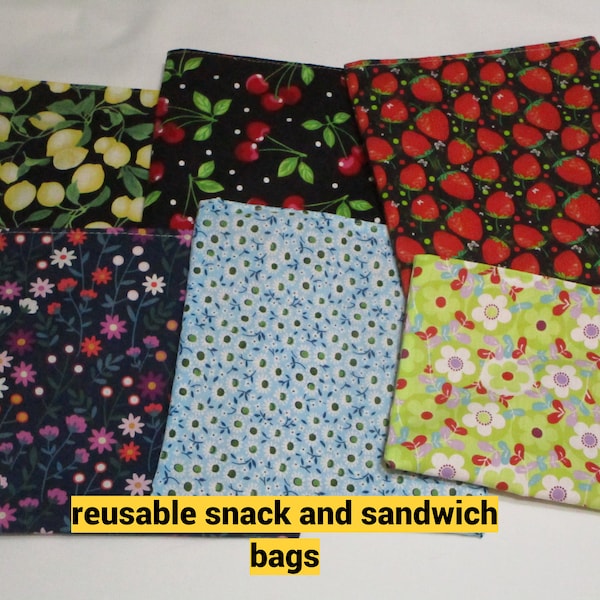 Reusable Snack Bag, Reusable Sandwich Bag, Eco Friendly Bag, Washable Treat Bag, sandwich bag, zero waste bag