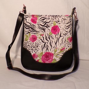 Slouchy Hobo Bag Shoulder  Crossbody  bag Floral Roses  Animal striped Purse