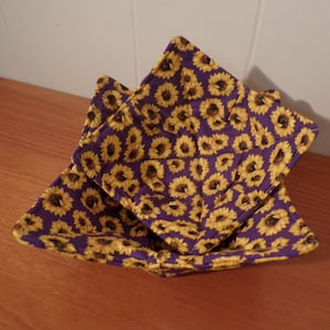 Bowl Cozies  Soup Bowl Cozies pot holder  fabric bowl cozy Sunflower purple Bowl Cozies pot holder