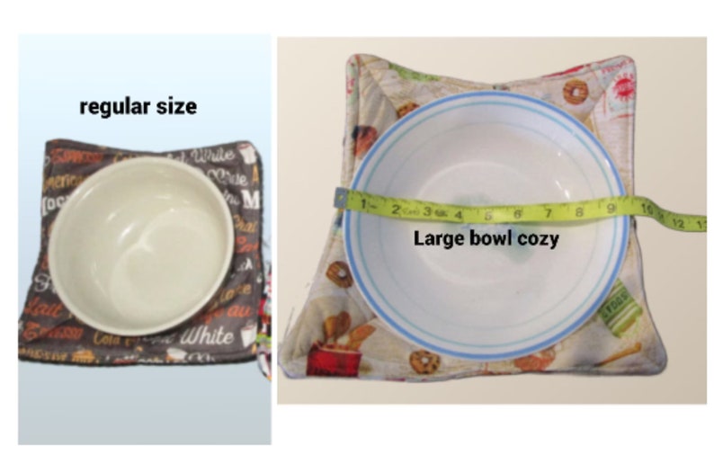Microwavable Bowl Cozies Soup Bowl Cozies pot holder fabric bowl cozy Bowl Cozies pot holder image 2