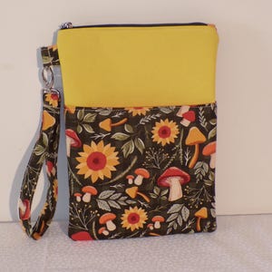 Étui pour liseuse : couverture rembourrée pour Kindle avec fermeture à glissière et poche, étui pour livre champignon tournesol
