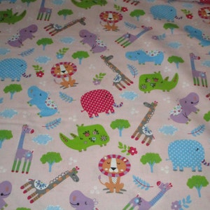 Quilt cotton Fabric-Kid&#39;s Choice Animals Allover Pink fabric by the yard