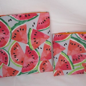Watermelon Reusable Snack & Sandwich Bag Set: Eco-Friendly Cotton