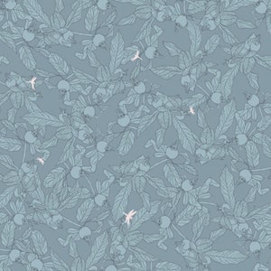 Charming Medlar Cotton Fabric: Picturesque Botanical Print