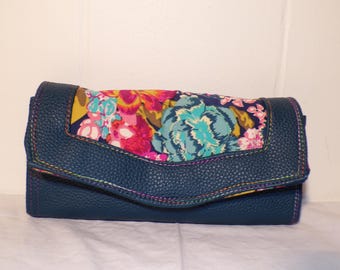 Cartera de mano con diseño floral: tarjetero para teléfono móvil hecho a mano