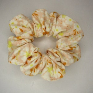 Floral Scrunchie: Pink Orange Hair Tie, Handmade Stretchy Knit