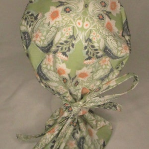 Floral Ponytail Scrub Cap: Cotton Surgical Cap for Women