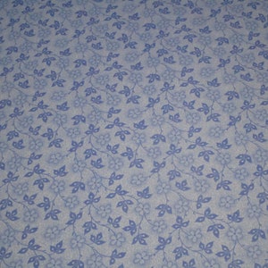 Floral Cotton Fabric: Light Blue Flowers on Vines, 44&quot; Wide, By The Yard