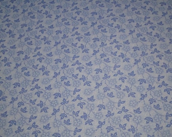 Floral Cotton Fabric Nifty Floral Vines Cotton Fabric Flowers on Leafy Vines light blue fabric by half yard