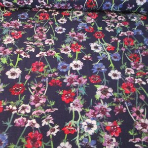 Anemone Floral Cotton Fabric: Art Gallery Aquarelle Midnight