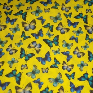 Butterfly cotton fabric- Butterfly Toss Yellow quilt cotton fabric by the yard