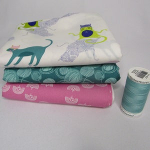 Art Gallery Fabrics Cotton Quilt Fabric Bundle: Jessica Swift Oh Meow, 3-Yard Kit