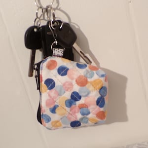 mini coin purse Keychain Ear Bud Pouch Fabric Air Pod Case Polka Dot Mini Wallet pouch
