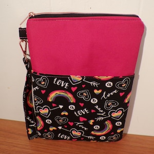 E-Reader Sleeve Zipper Kindle Sleeve with pocket Book Lover Gift  Book sleeve Rainbow Love  Padded Kindle Sleeve