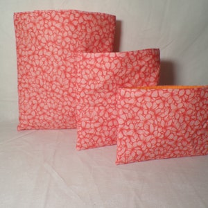 Eco Friendly Bag Reusable Snack Bag  Reusable Sandwich Bag  Treat Bag  sandwich bag  zero waste bag Coral blossoms reusable bag