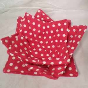 Bowl Cozies Plate Cozies  bowl Cozy Plate Cozy  Red and white Dot Bowl cozies Plate Cozies pot holders
