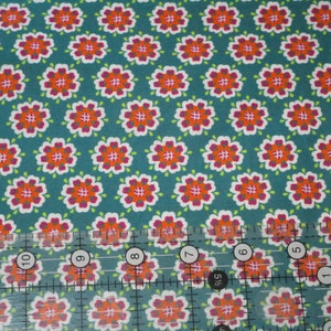 Floral  cotton fabric - Small Flowers , green, orange, yellow, pink fabric  - 60&quot; width fabric by the yard