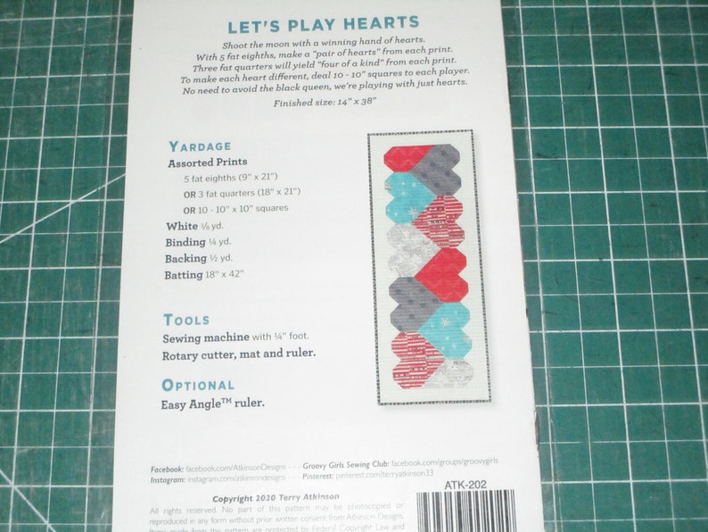 Let's Play Hearts Quilt Pattern Atkinson Designs Table Etsy