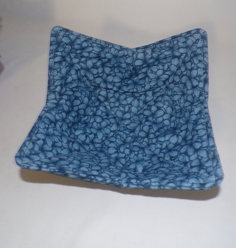 Microwavable Bowl Cozies Soup Bowl Cozies pot holder fabric bowl cozy Bowl Cozies pot holder blue blossom