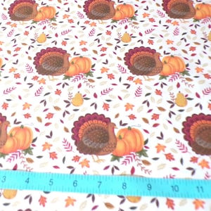 Pumpkin Turkey Fabric Quilt cotton Fabric  Harvest Fall Leaves cotton Fabric by the yard