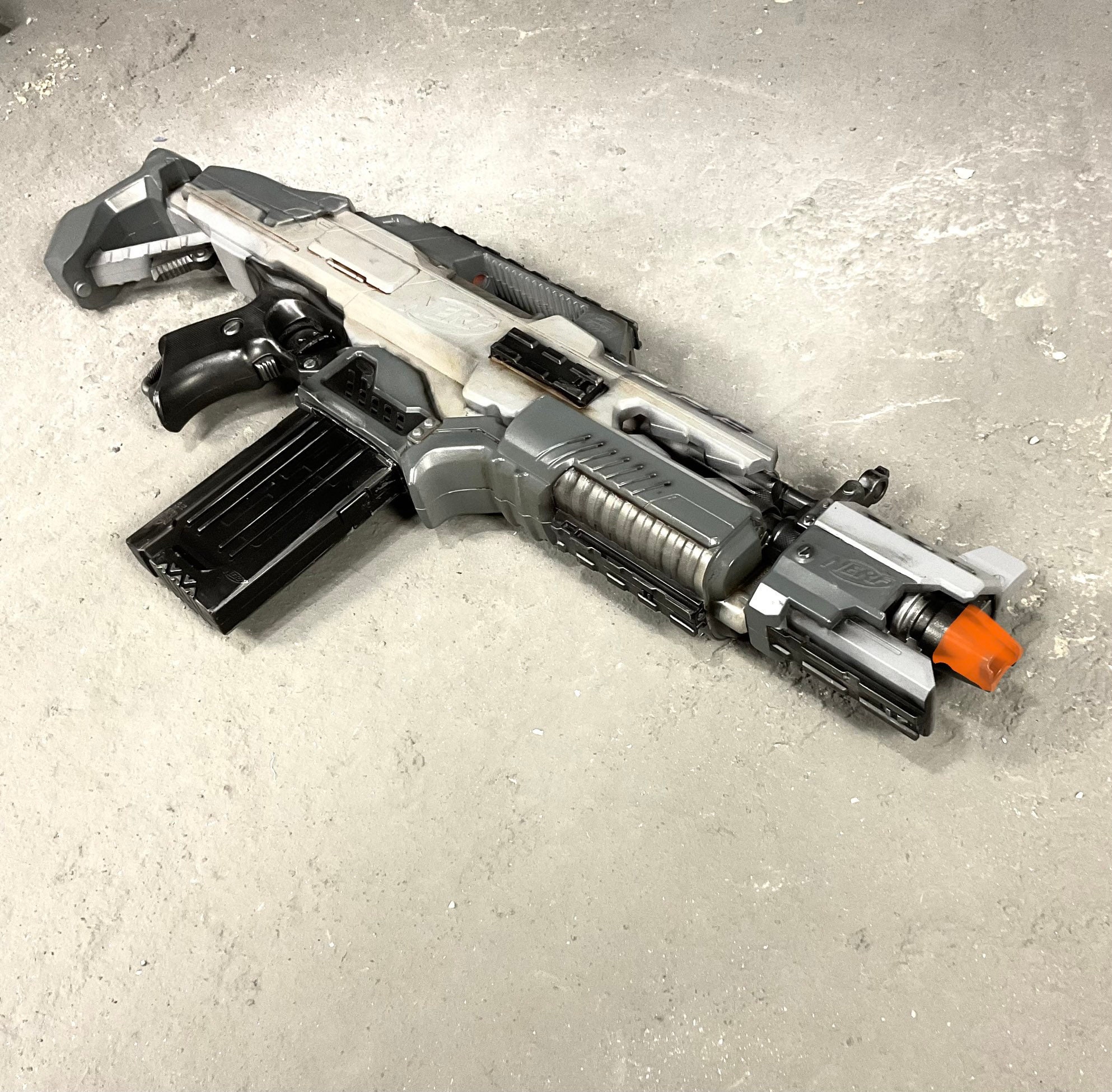 NERF MEGA CENTURION Orange Black Blaster Gun Rifle Cosplay Painted