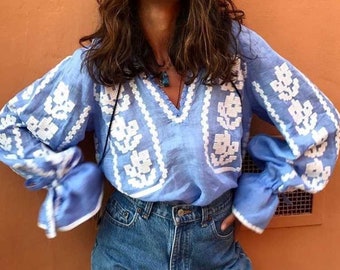 Vyshyvanka Ukrainian Embroidered blouse. Linen blouse. Ukrainian embroidery