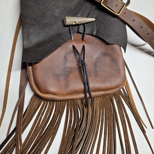 Mountain Man Fringed Possibles Bag with Antler Tip Closure