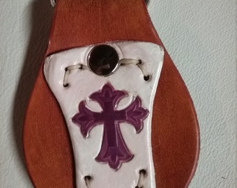 Violet Leather Key Chain