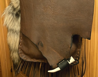 Mountain Man Possibles Bag with Coyote Tail & 4&quot; Antler Tip
