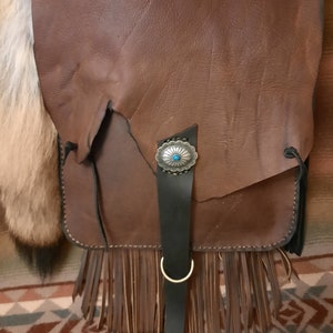 Mountain Man Possibles Bag with Coyote Tail & Silver Concho