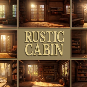 8 Rustic Cabins Backgrounds | Zoom Background Office | Zoom Background Home Office | Zoom Backgrounds | 8 Different Backgrounds | Log Cabins