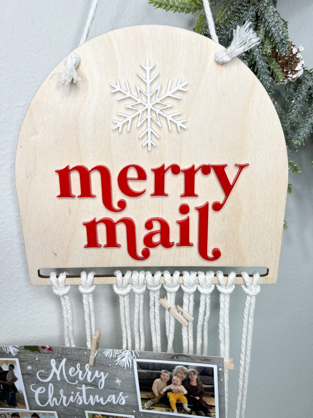 Merry Mail Christmas Card Display Macrame Cording Display Christmas