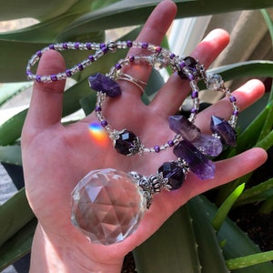 Tranquility Intention Crystal Suncatcher - Dark and Light Purple Amethyst