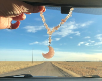 Magic Moon - Rose Quartz Intention Crystal Car Charm