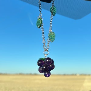 Purple Amethyst Crystal Grapes! Intention Crystal Car Charm for Calmness and Positivity.