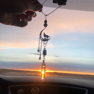 Protection Intention Crystal Car Charm - Black Tourmaline and Clear Quartz