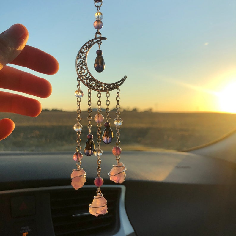 I Am Calm Intention Crystal Car Charm Purple Amethyst Etsy