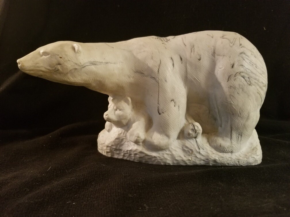 Polar Bear and Cubs Statue Sculptured Bear Figurine Resin Etsy