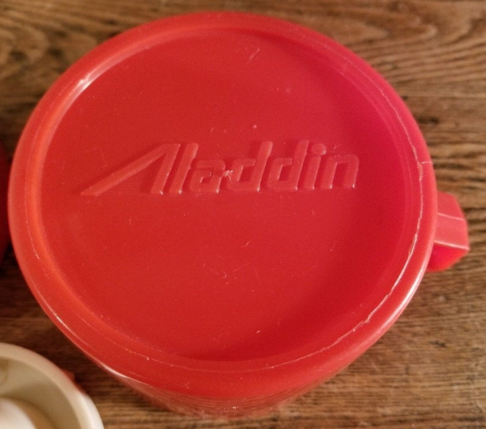 Aladdin Thermos Vintage Aladdin Thermos Red & Beige Etsy