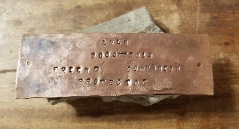 Copper Memorial Plate Pet Memorial