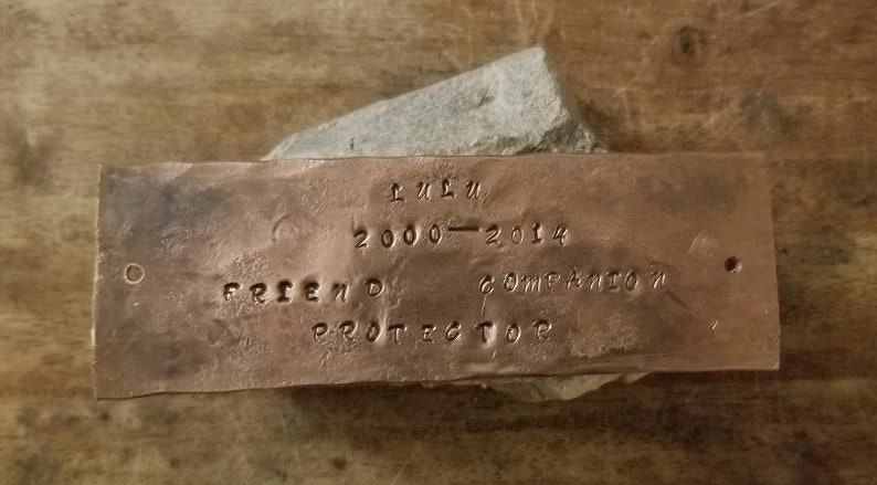 Copper Memorial Plate Pet Memorial