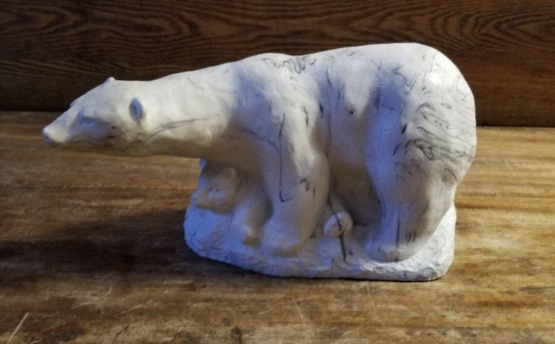 Polar Bear and Cubs Statue Sculptured Bear Figurine Resin Etsy